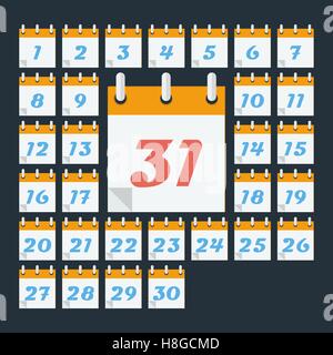 Calendrier avec jours de mois. Style plat Illustration de Vecteur