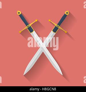 De l'ancienne icône de l'épée. Style plat Illustration de Vecteur
