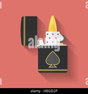Icône de briquet Zippo. Style plat Illustration de Vecteur