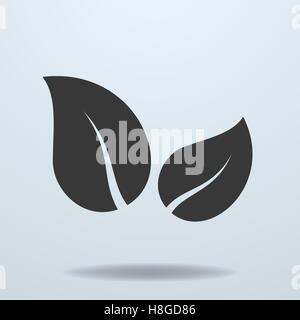 Icône de feuille. Deux feuilles symbole simple Illustration de Vecteur