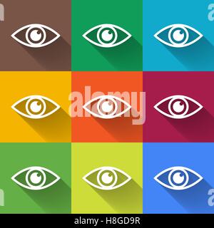 Icône de l'œil. Haut en couleur. Style plat Illustration de Vecteur