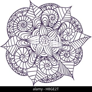 Mandala. L'élément décoratif ornement motif. Tribal ethnique dessiné à la main arrière-plan modèle. Livre de coloriage adultes Illustration de Vecteur