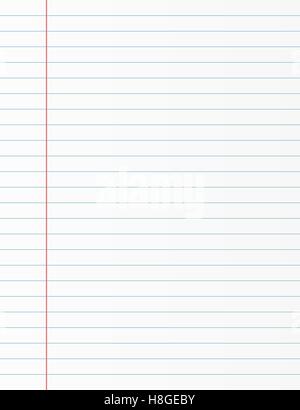 Feuille de papier de l'ordinateur portable de l'école. Arrière-plan de la page Livre d'exercice. Le bloc-notes de fond doublé. Vector illustration Illustration de Vecteur