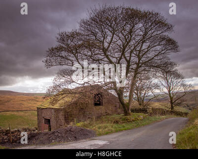 Maison de ferme à l'abandon sur Lancashire Moor Banque D'Images