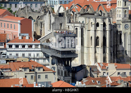 Elevador de Santa Justa, ascenseur de Santa Justa, Baixa, Raoul Mesnier du Ponsart architecte, Monument National, Lisbonne, Portugal Banque D'Images