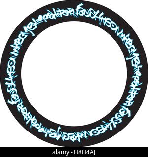 Néon bleu circulaire des tags sur noir Illustration de Vecteur