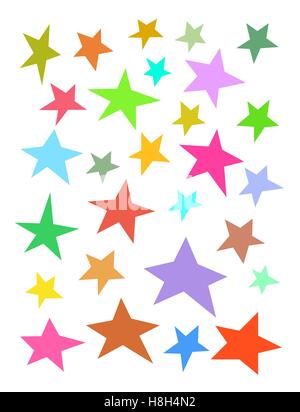 Collection d'étoiles irrégulières à la main sur fond blanc Illustration de Vecteur