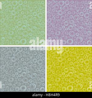 Jeu de motifs irréguliers des cercles concentriques de différentes couleurs Illustration de Vecteur