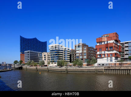 Salle de Concert Elbphilharmonie et maisons à Dalmannkai (Grasbrookhafen), Hafencity, Hambourg, Allemagne, Europe Banque D'Images