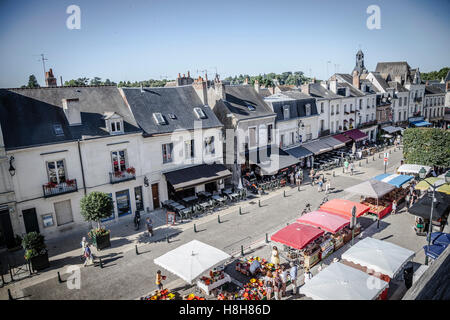 Vue d'une rue près de château d'Amboise, La Loire, France Banque D'Images