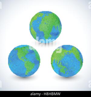 Ensemble d'aquarelles colorées globes . Hand drawn vector Illustration Illustration de Vecteur