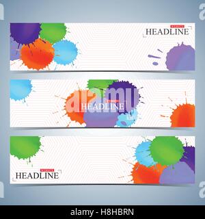 Ensemble de milieux. horizontale aquarelle Modèle de conception de site web page moderne . Vector Illustration Illustration de Vecteur