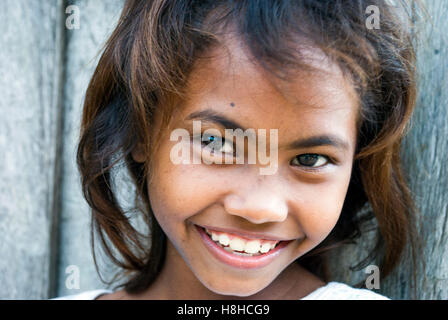 Jeune fille de village-ati ati, l'île de Guimaras, Panay, Philippines Banque D'Images