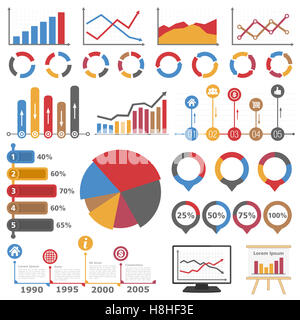 Infographie entreprise collection d'éléments, ensemble de graphiques, tableaux et diagrammes Banque D'Images