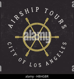 Dirigeable Vintage tee design. Dirigeable Retro poster. Symbole du volant. Étiquette . Tshirt vieux modèle. Typographie concept. Aircraft stamp, patch pour le web ou l'impression de t-shirt. Banque D'Images