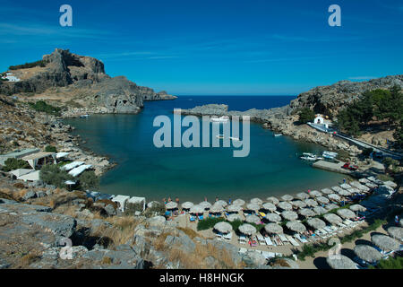 Plage de St Paul, Lindos, Rhodes, Grèce Banque D'Images