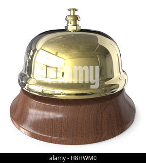 3D render of classic metal/Bell. Le laiton et le bois. Banque D'Images