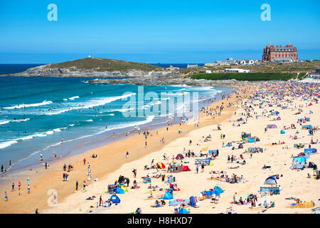 La plage de Fistral, Newquay, Cornwall, England, UK Banque D'Images