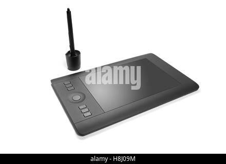 Tablette graphique isolé sur fond blanc Banque D'Images