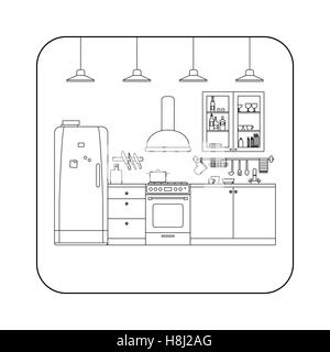 L'intérieur de la ligne de cuisine Illustration de Vecteur