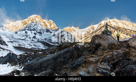 Au lever du soleil à partir de l'Annapurna Annapurna Base Camp Banque D'Images
