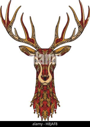 Deer décoratives. Le renne de Noël. Vector illustration Illustration de Vecteur