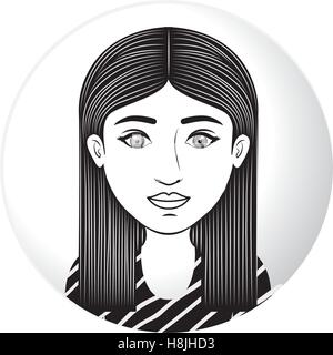 Demi-sphère femme corps avec des cheveux courts vector illustration Illustration de Vecteur