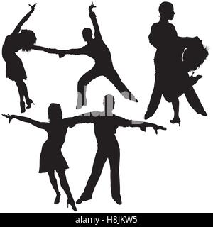 Des couples de danse latino Silhouettes Illustration de Vecteur