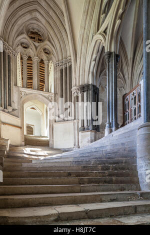 Dédiée à saint André l'Apôtre, la cathédrale de Wells est l'ensemble de l'évêque de Bath et Wells. Banque D'Images