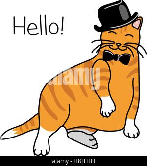 Cute cat sitting in a funny pose Illustration de Vecteur