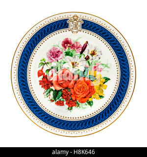 Vintage (1986) 'Royal Celebration Bouquet' par plaque Royal Worcester, commémorant le 60e anniversaire de la reine Elizabeth II Banque D'Images