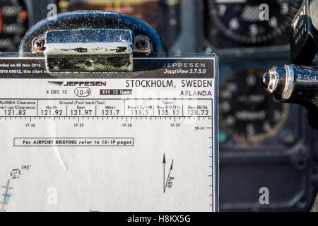 Stockholm Arlanda, Suède, - Une séance d'information de l'aéroport et l'ancien contrôle à l'intérieur de l'habitacle à la chambre séjour Jumbo (Jumbohostel), un Banque D'Images