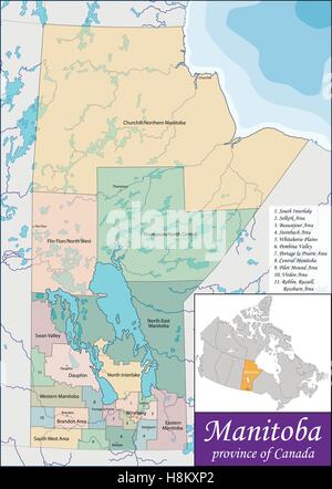 Carte du Manitoba Illustration de Vecteur