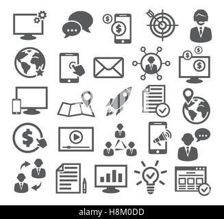 Le Marketing Internet icônes sur fond blanc Illustration de Vecteur
