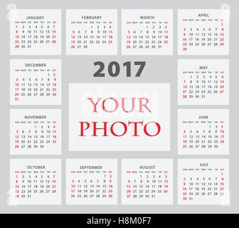 Calendrier pour 2017 sur fond gris Illustration de Vecteur