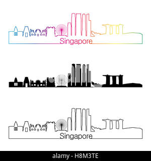 Singapour style linéaire avec rainbow en fichier vectoriel éditable Banque D'Images