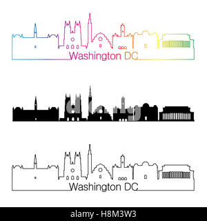 Washington DC skyline style linéaire avec rainbow en fichier vectoriel éditable Banque D'Images