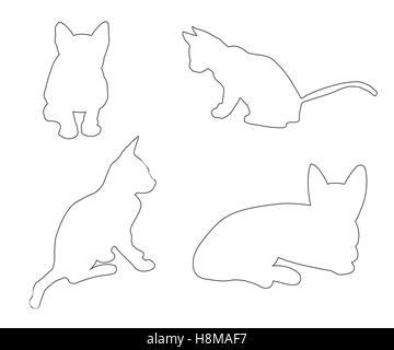 Le trajet des vecteurs de chats mis sur le fond blanc Illustration de Vecteur