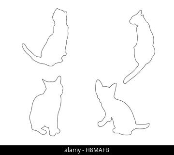 Le trajet des vecteurs de chats mis sur le fond blanc Illustration de Vecteur