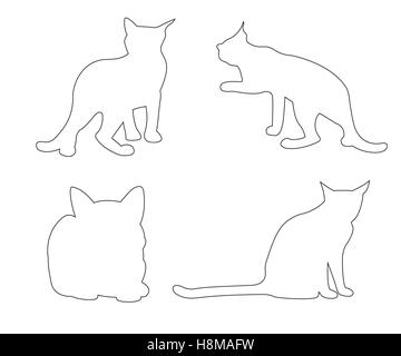 Le trajet des vecteurs de chats mis sur le fond blanc Illustration de Vecteur