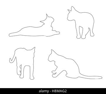 Le trajet des vecteurs de chats mis sur le fond blanc Illustration de Vecteur