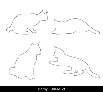 Le trajet des vecteurs de chats mis sur le fond blanc Illustration de Vecteur