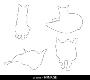 Le trajet des vecteurs de chats mis sur le fond blanc Illustration de Vecteur