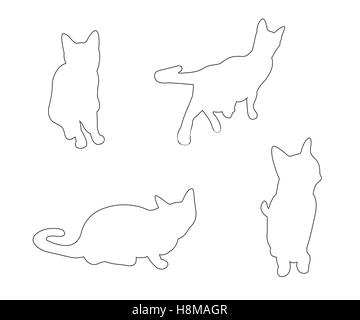 Le trajet des vecteurs de chats mis sur le fond blanc Illustration de Vecteur