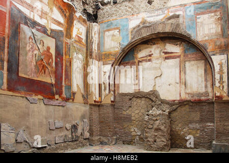 Fresque antique dans les ruines d'Herculanum, Italie Banque D'Images