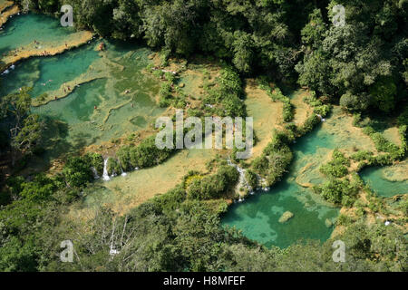 Semuc Champey cascades turquoise Guatemala Banque D'Images