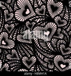 Motif dentelle décorative avec des coeurs Illustration de Vecteur