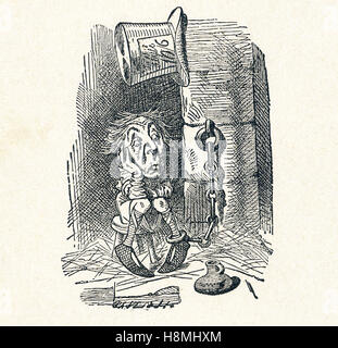 C'est une scène de ce qu'Alice a vu une fois qu'elle est allée à travers le miroir et dans le miroir de Lewis Carroll, chambre 'à travers le miroir." Vous voyez ici le roi blanc's messenger en prison en attente de jugement. Lewis Carroll (Charles Lutwidge Dodgson) a écrit le roman dans de l'autre côté "et ce qu'Alice a trouvé là' en 1871 comme une suite de 'Alice's Adventures in Wonderland". Banque D'Images