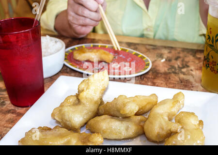 Floride, Sud, North Miami Beach, Dumpling King, Chinois, restaurant restaurants cuisine manger dehors café cafés bistrot, intérieur, beignets frits, Banque D'Images