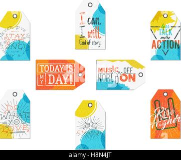 Collection de Creative tags avec inspiration typographie paroles, signes. Jeu d'étiquettes et de motivation - textes vectoriels, je peux ne jamais abandonner. Modèles des affiches pour le web, l'impression sur t shirt, tee design. Illustration de Vecteur